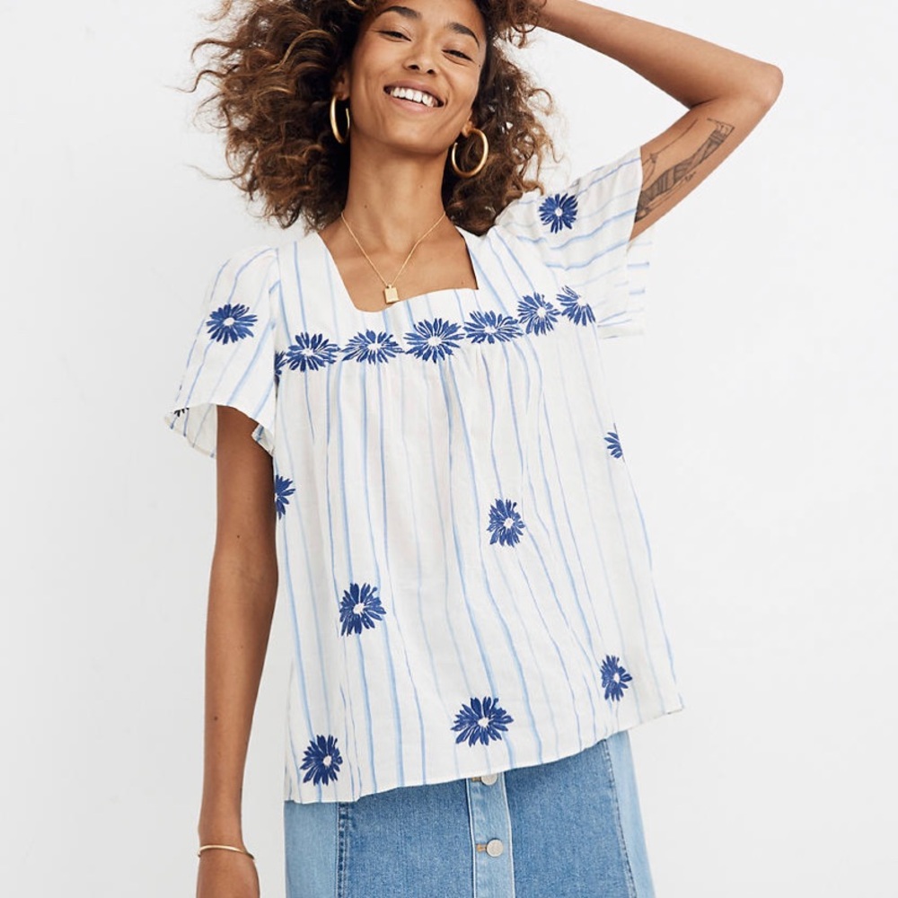 Madewell embroidered floral top